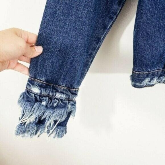 Zara Women's Denim Fringe Jean Jacket size Large - Picture 4 of 9